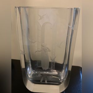 Orrefors Etched Art Crystal Vase